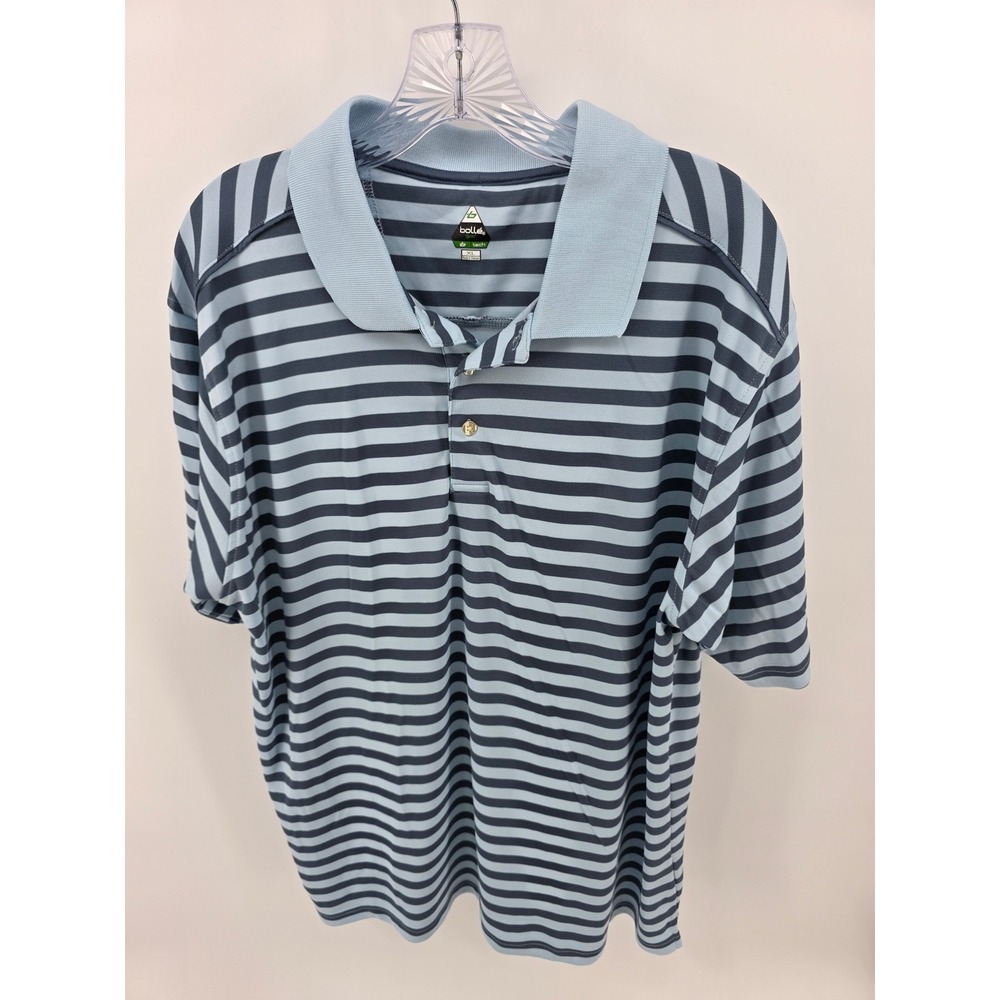 Bolle Golf B-Tech Mens XL Blue Striped Short Sleeve Performance Polo Shirt
